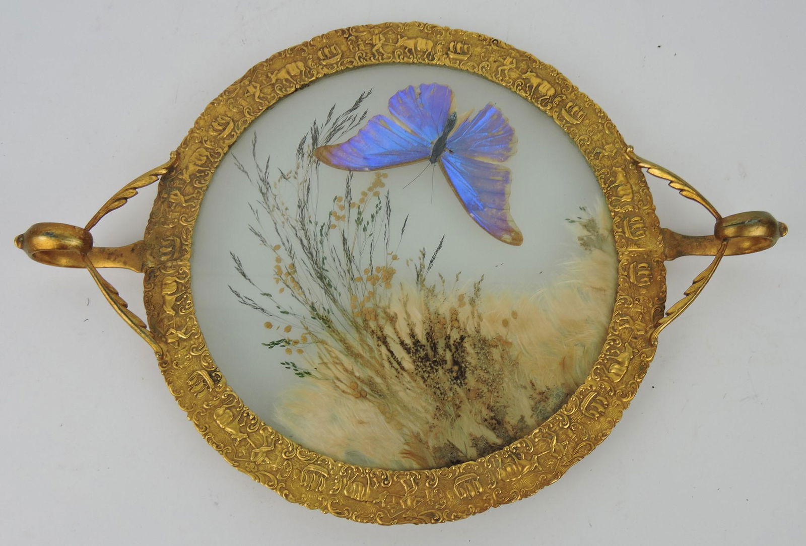 Embossed brass tray with scenic (1 of 2)