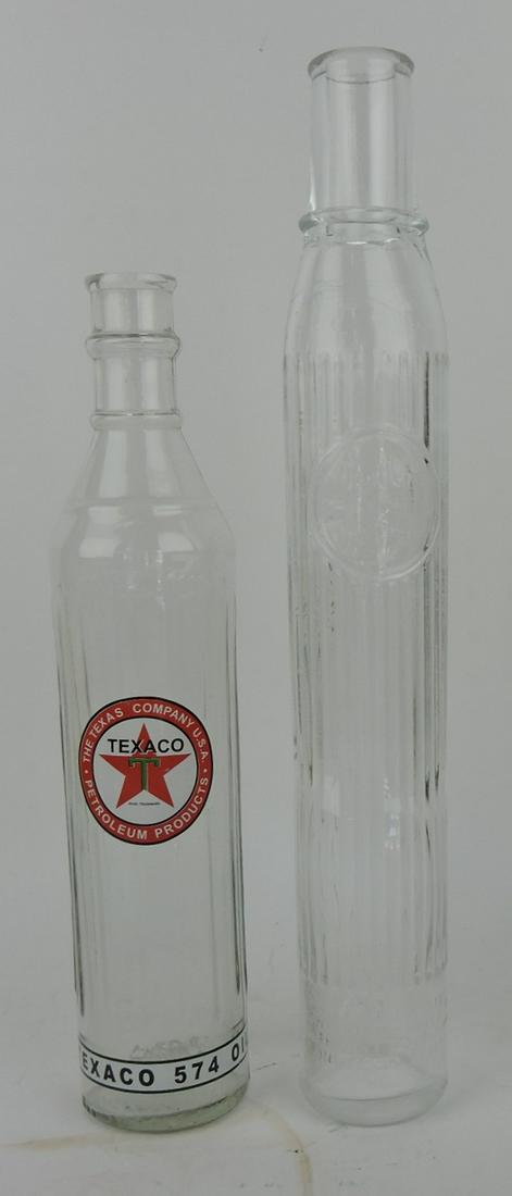 2 glass motor oil bottles: Texaco 15", (1 of 1)