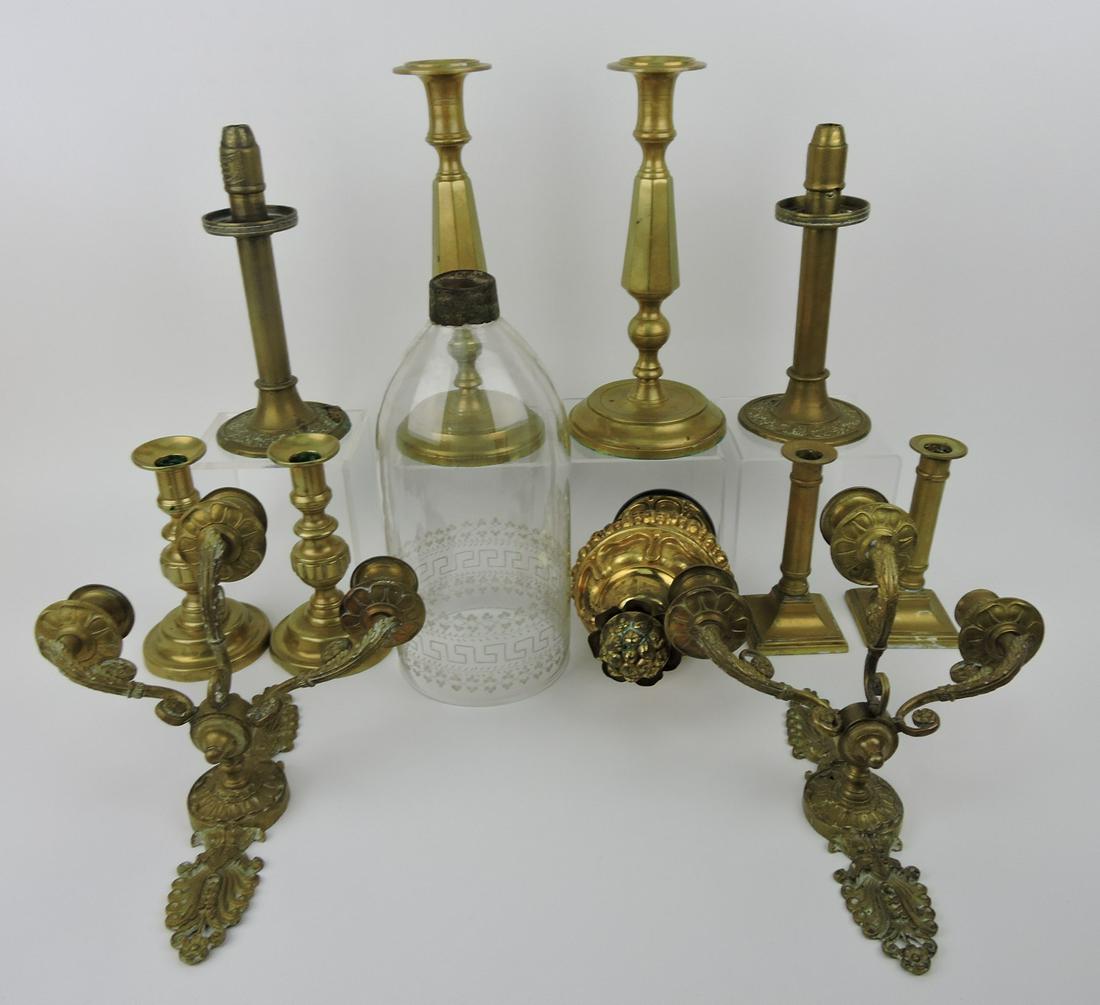 Brass candle holder group: 4 pair (1 of 1)