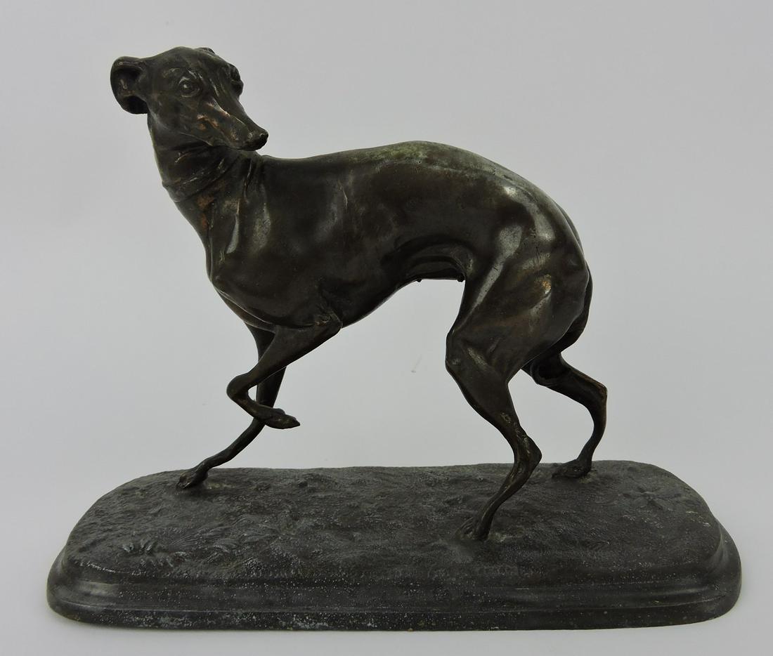 Ansonia whippet dog figure clock (1 of 1)
