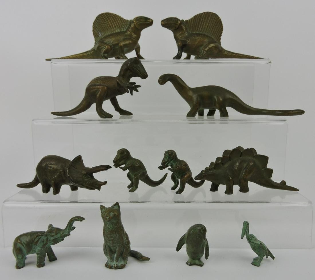Bronze lot of 12 dinosaur and animal (1 of 1)