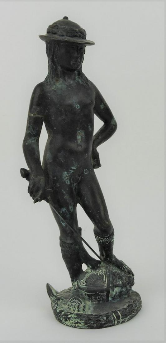 Bronze Donatello's David  statue of man with (1 of 1)
