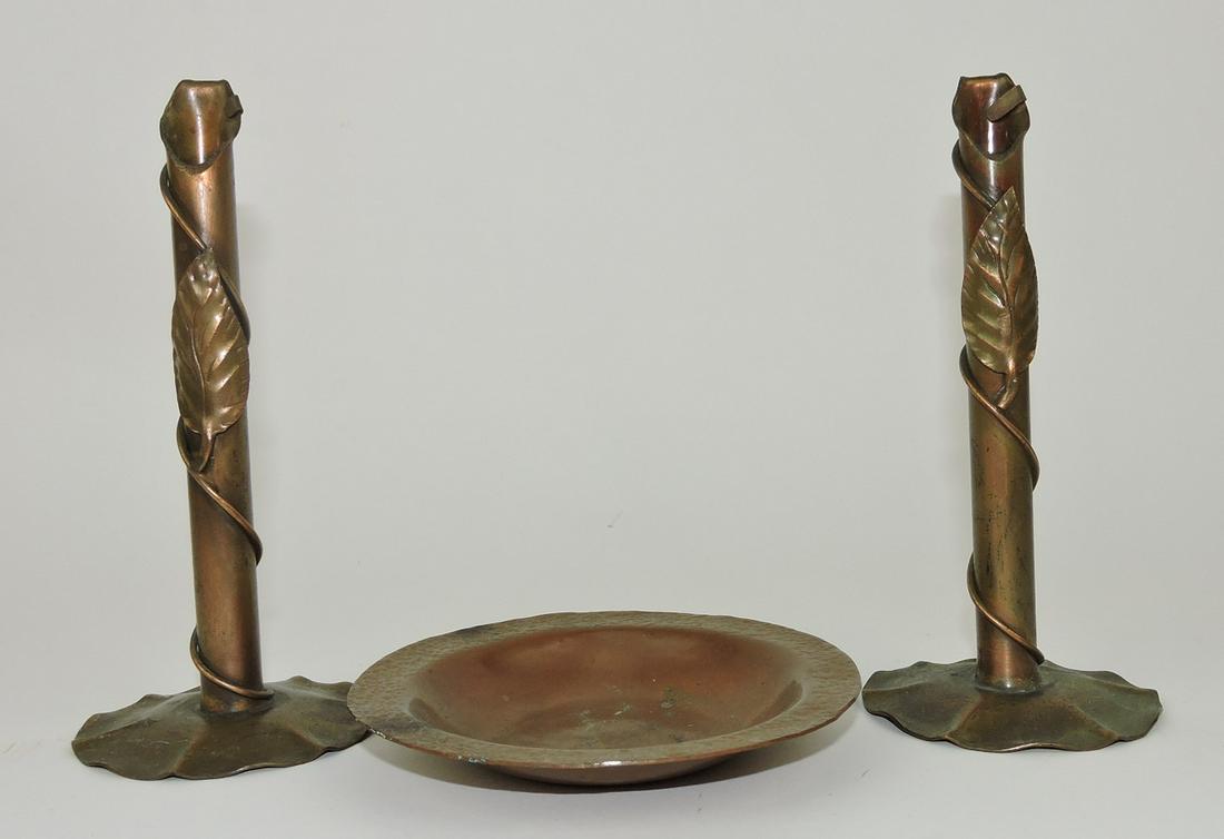Craftsman pair of copper bud vases, (1 of 4)