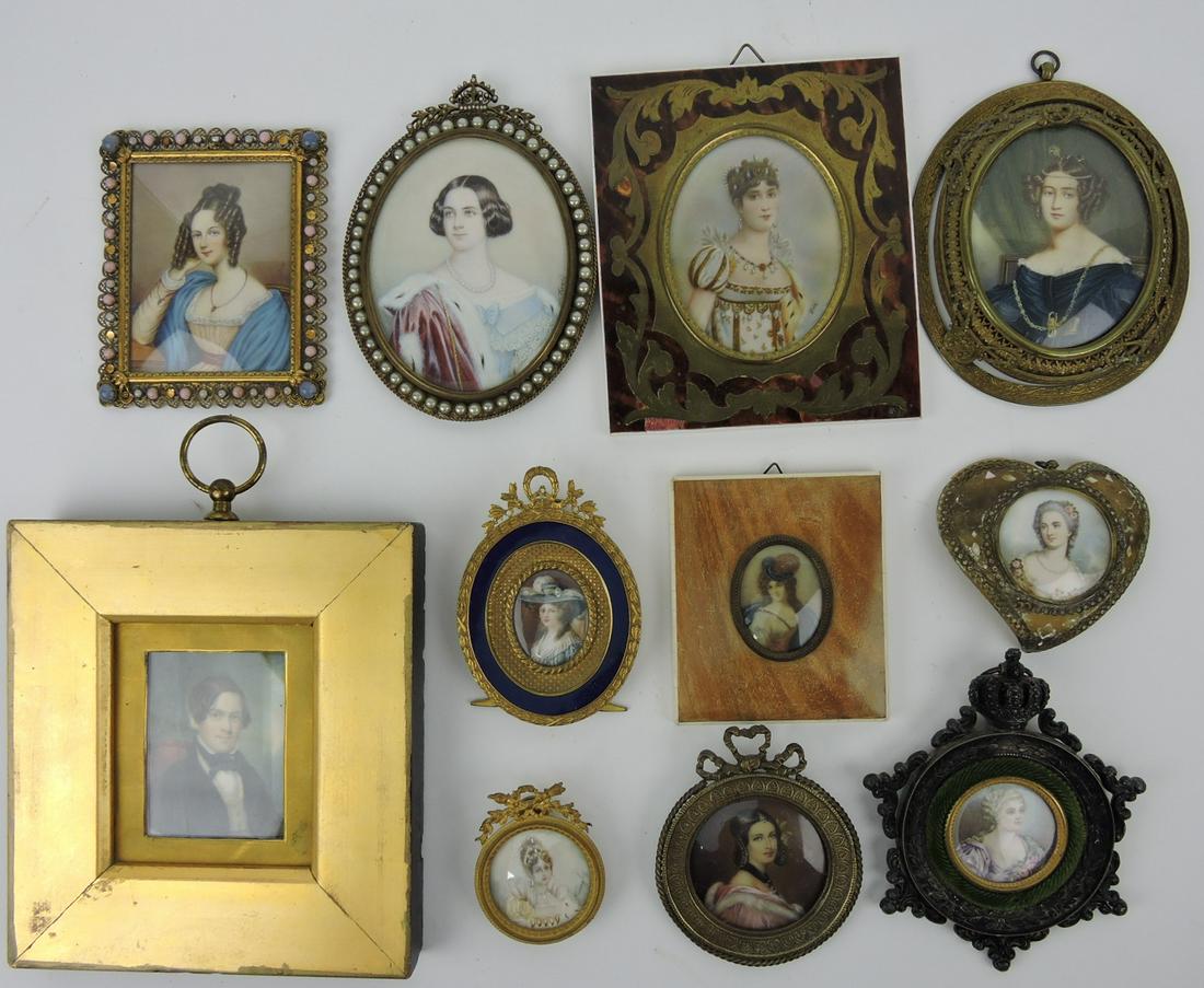 Lot of 11 miniature portraits, many artist (1 of 18)