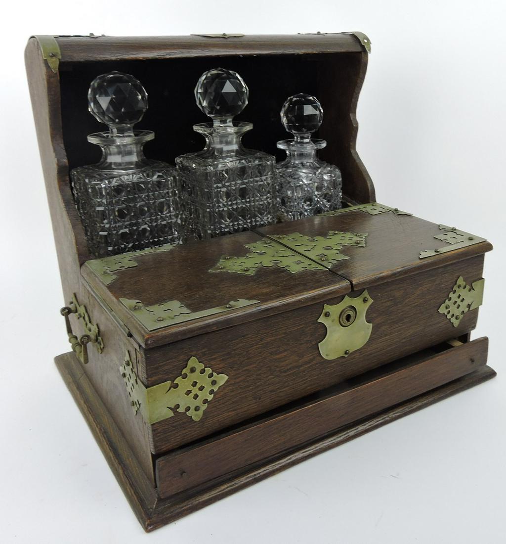 English oak liquor bottle case with (1 of 1)