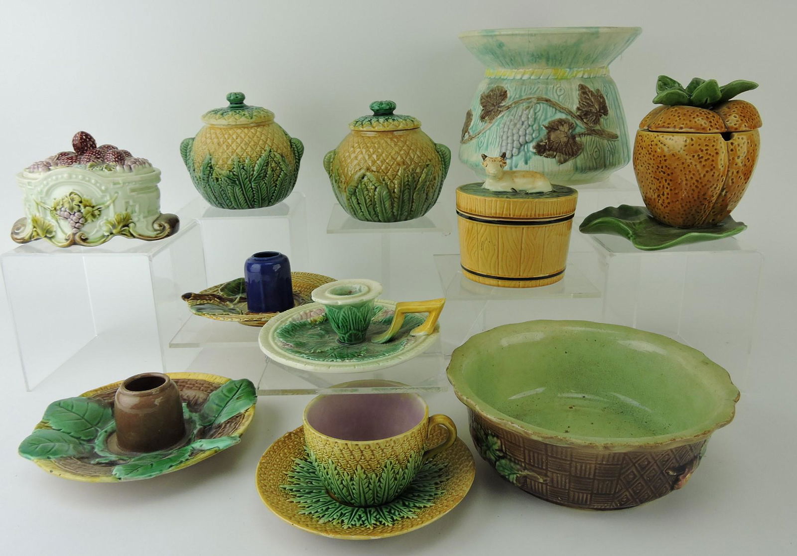 Majolica lot of 11 assorted items, (1 of 1)