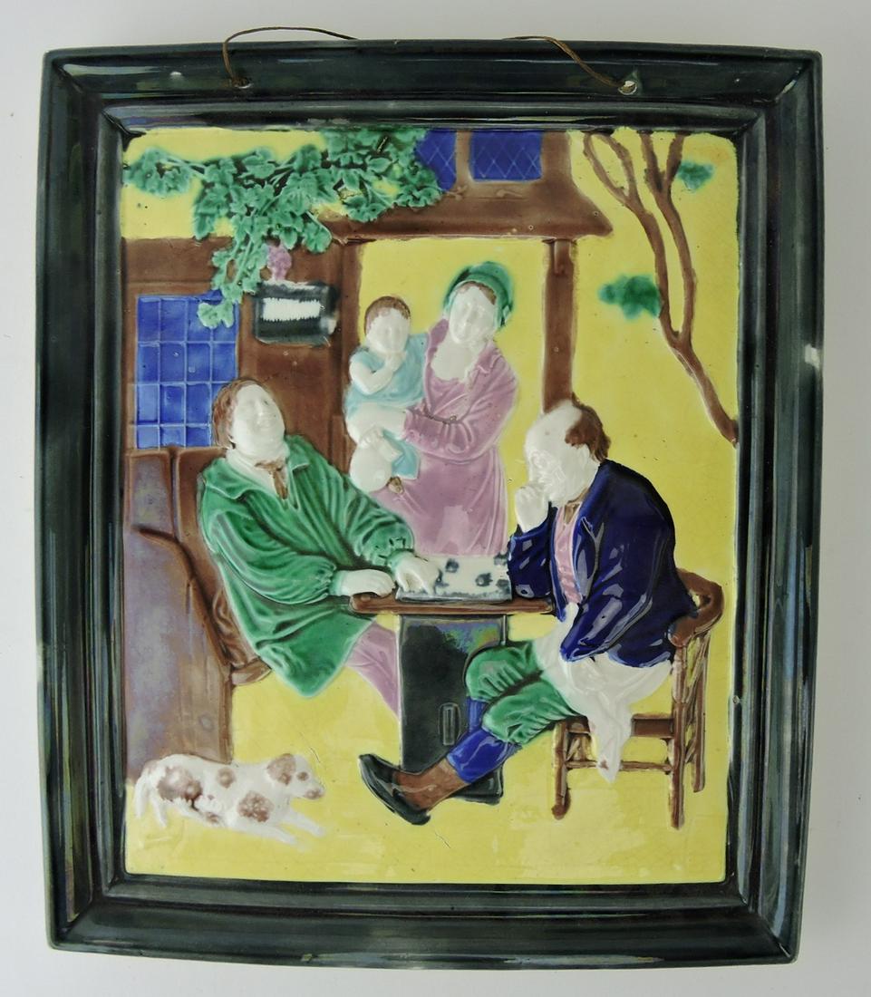 English majolica scenic wall plaque (1 of 1)