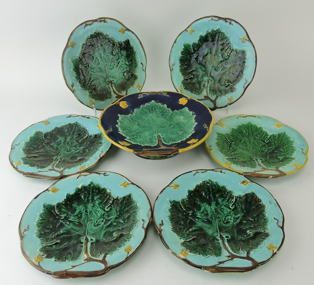 Holdcroft majolica cobalt leaf compote (1 of 1)
