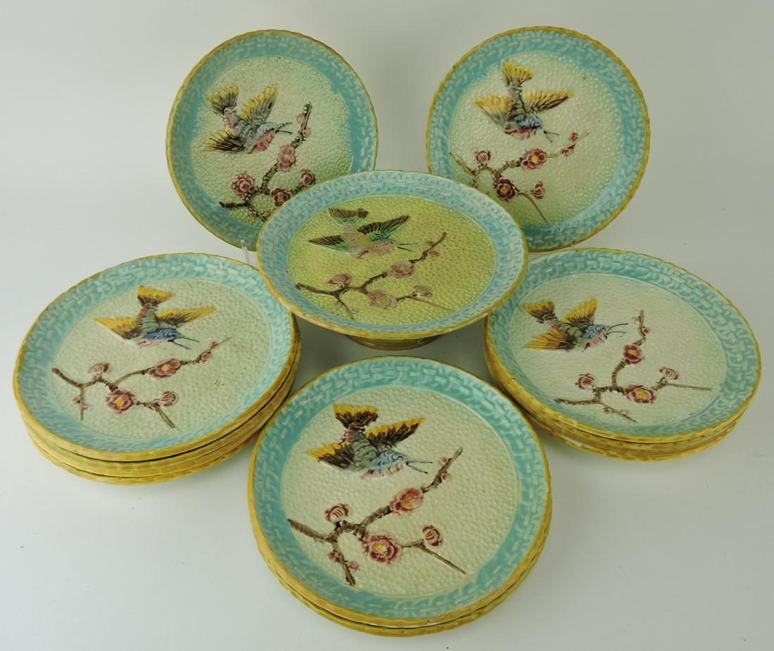 Majolica dessert set with bird and (1 of 1)