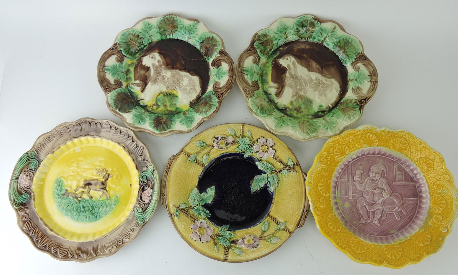 Majolica lot of 5 trays, 11", various (1 of 1)