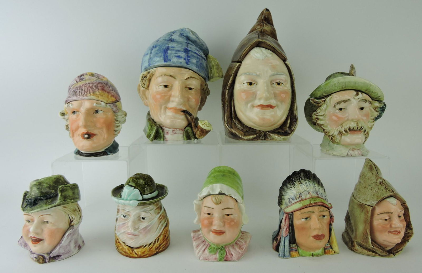 Majolica lot of 9 humidors, 4 1/2 to 10" (1 of 1)