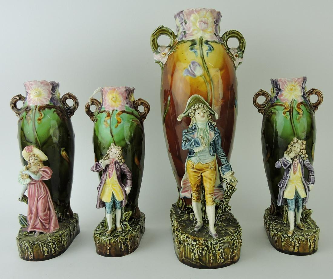 Majolica lot of 4 figural vases, 8 1/2 to (1 of 1)