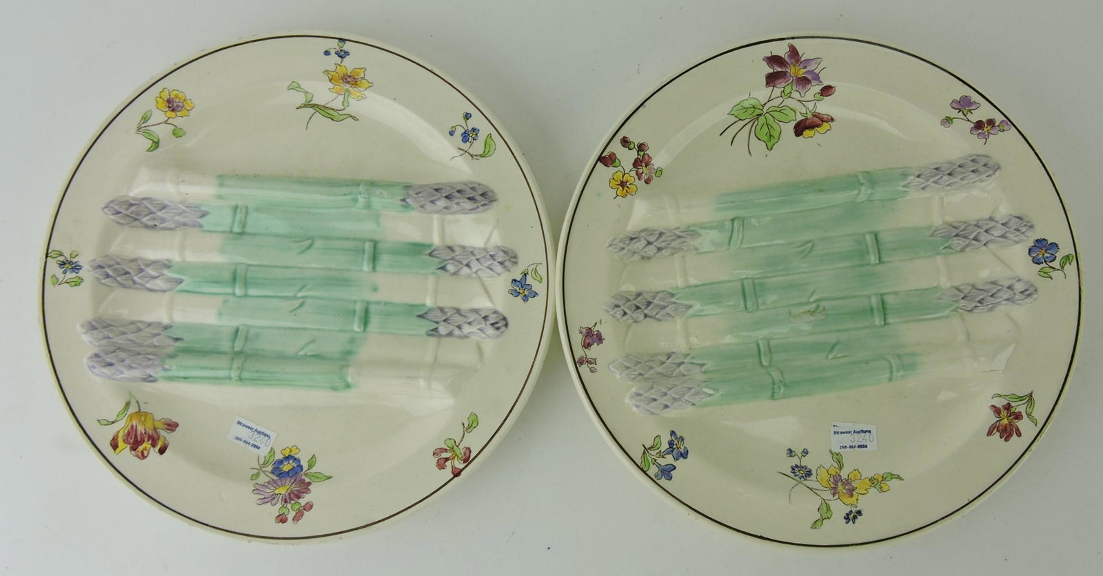 Longchamp pair of asparagus plates,: 10"
