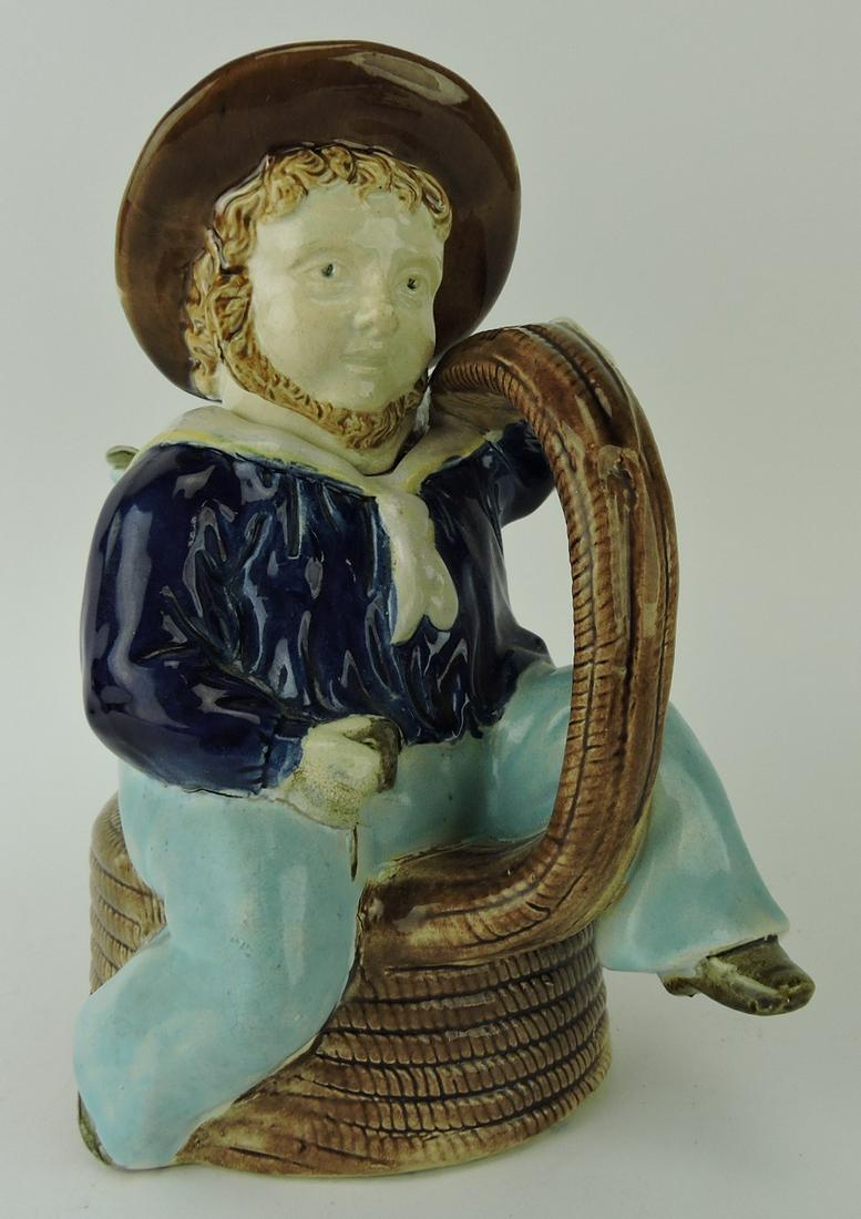 Majolica Isle of Man figural teapot, 10" (1 of 1)