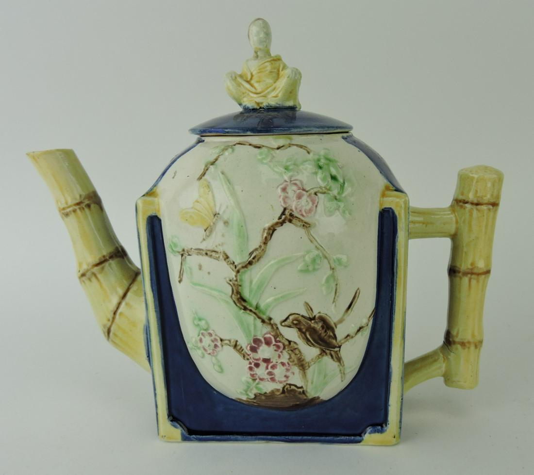 Majolica cobalt Oriental teapot with (1 of 1)