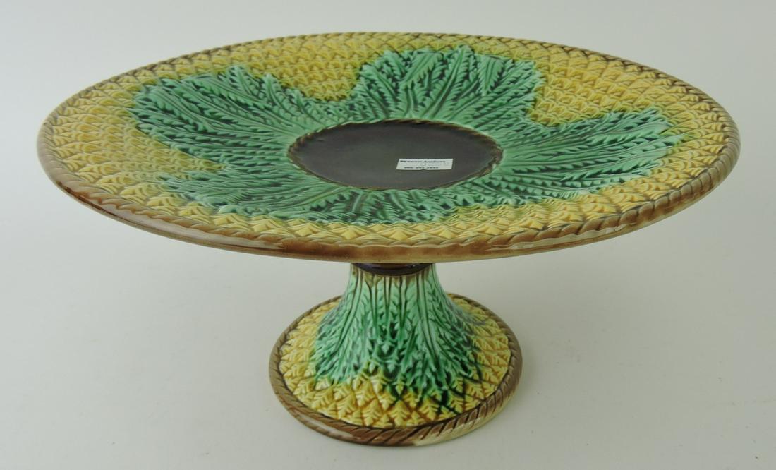 Majolica pineapple cakestand, 9 3/4"d, (1 of 1)