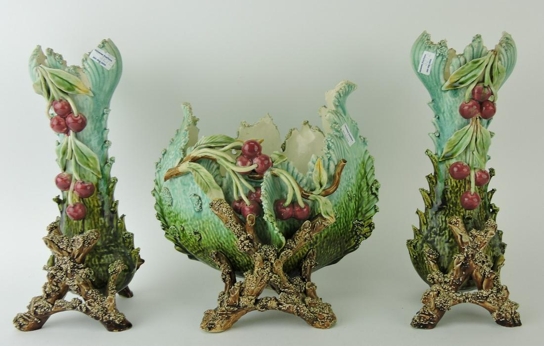 Majolica 3 piece garniture set, various (1 of 1)