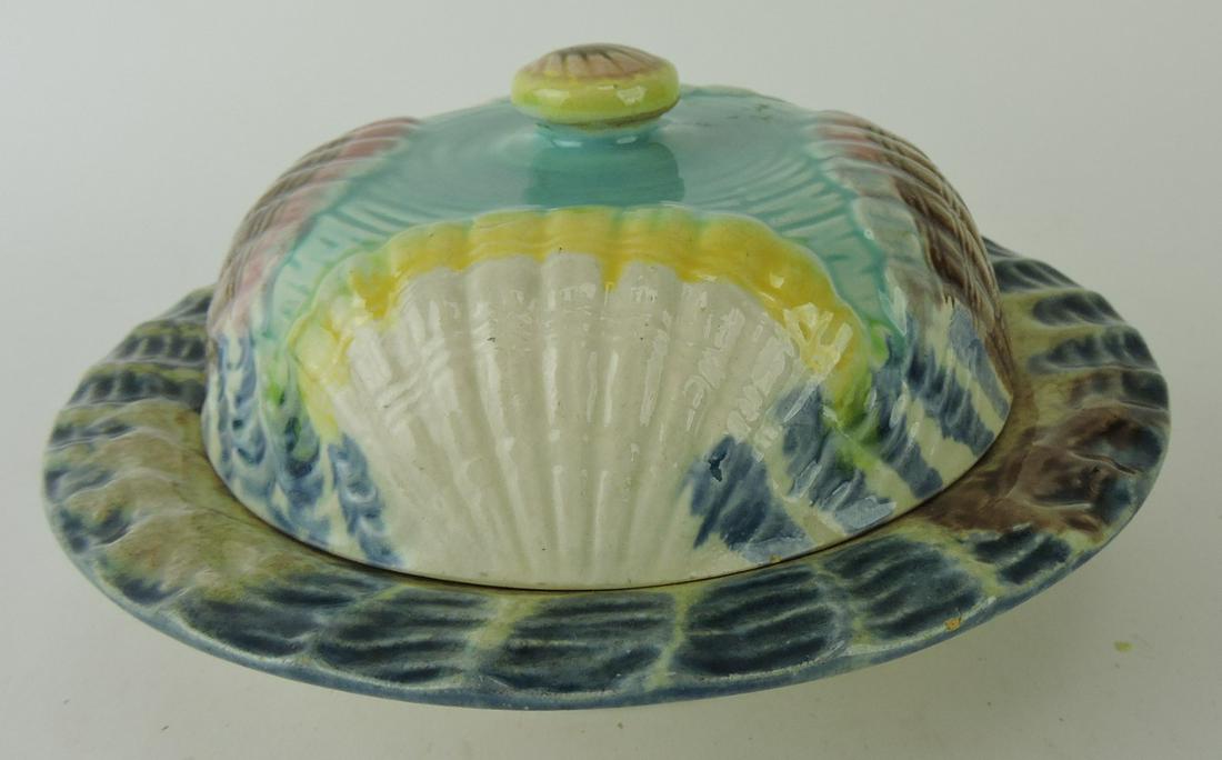 Majolica shells and waves butter dish (1 of 1)