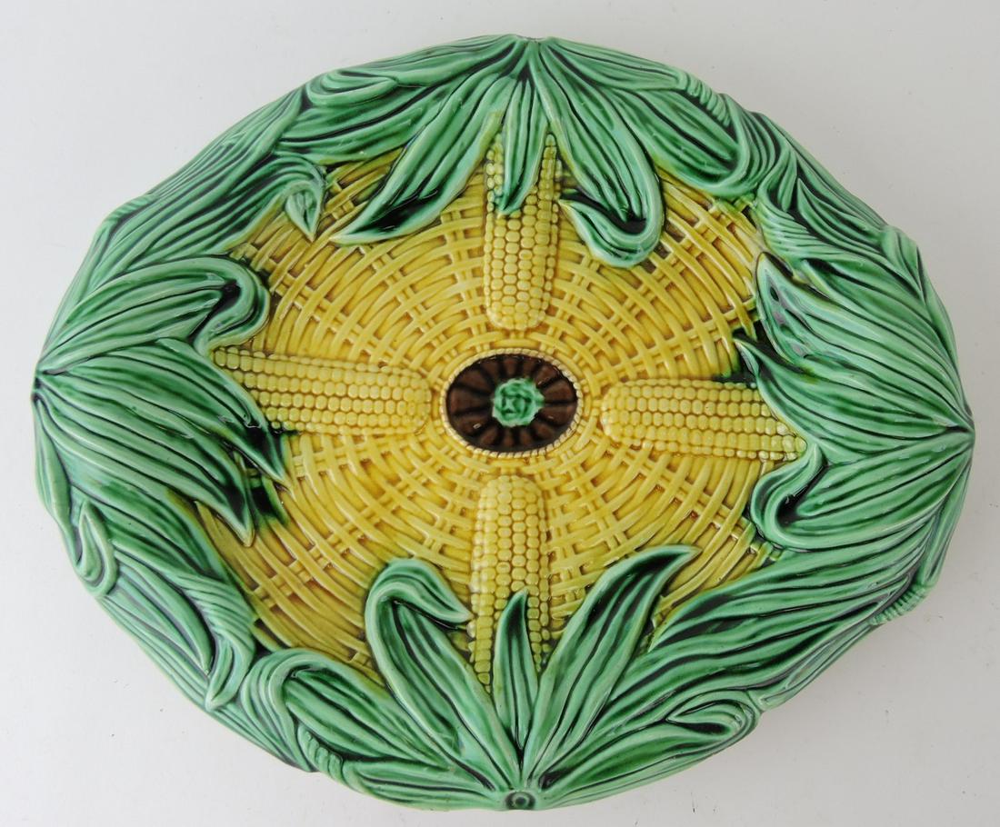Majolica corn platter, 13", minor rim (1 of 1)