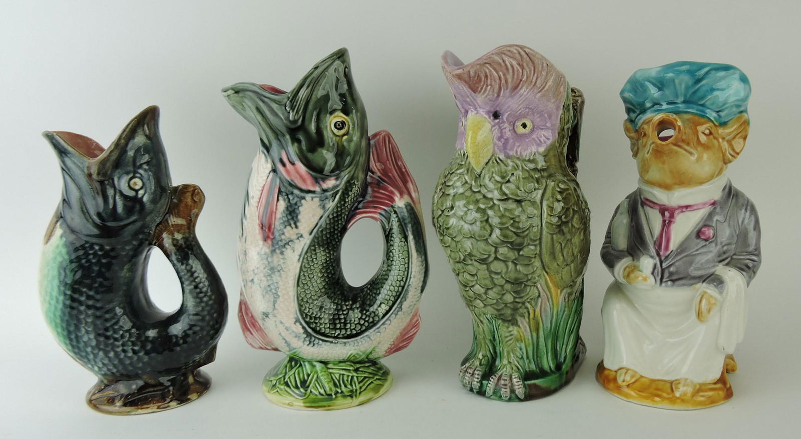 Majolica lot of 4 figural pitchers: (1 of 1)