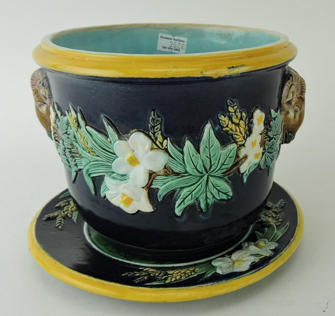 Holdcroft majolica cobalt cachepot and (1 of 1)