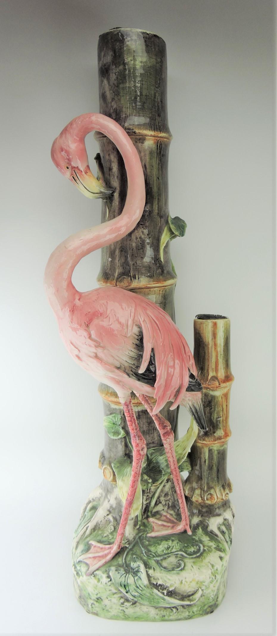 Royal Dux rare majolica pink flamingo (1 of 2)
