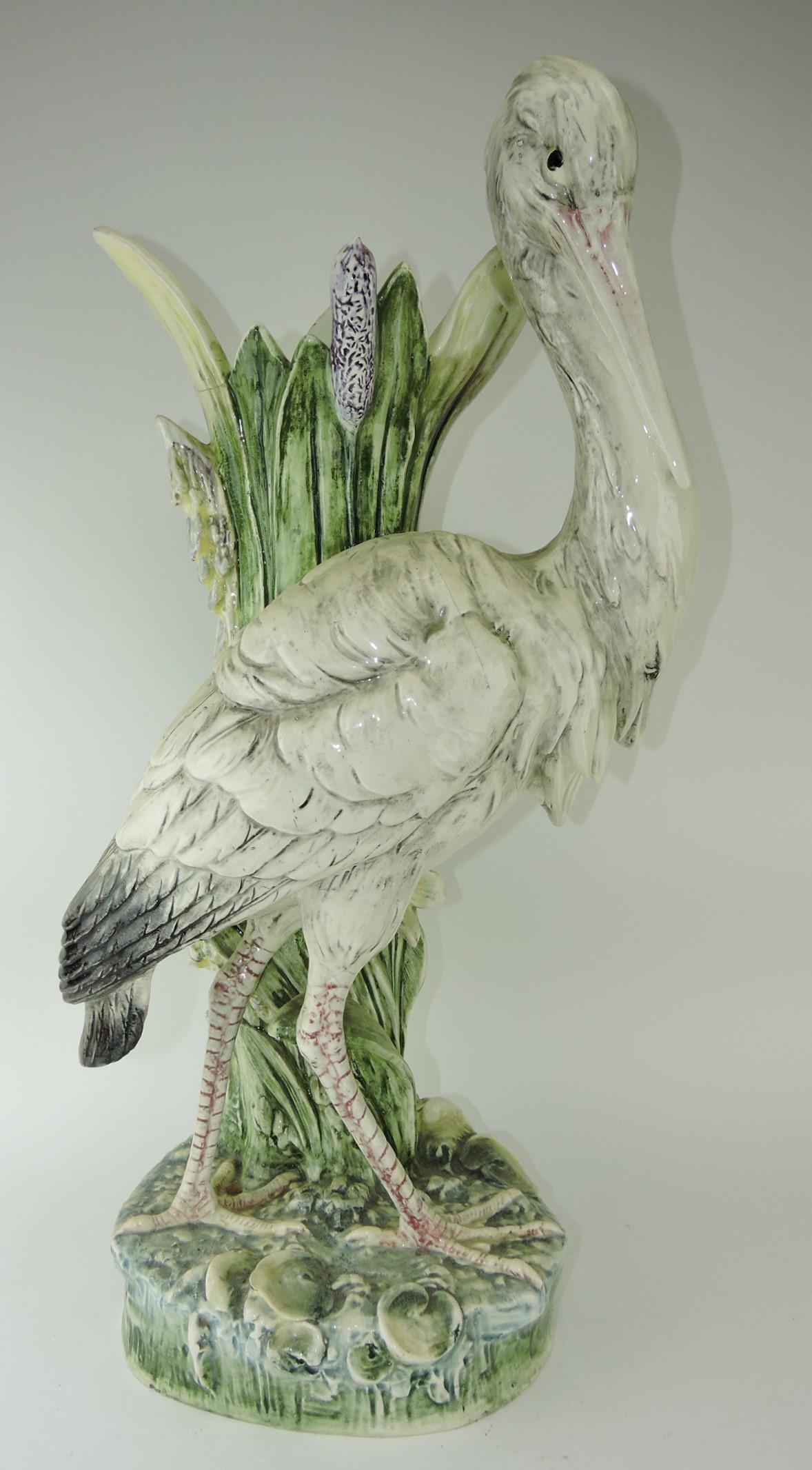 Royal Dux majolica stork floor vase/ (1 of 1)