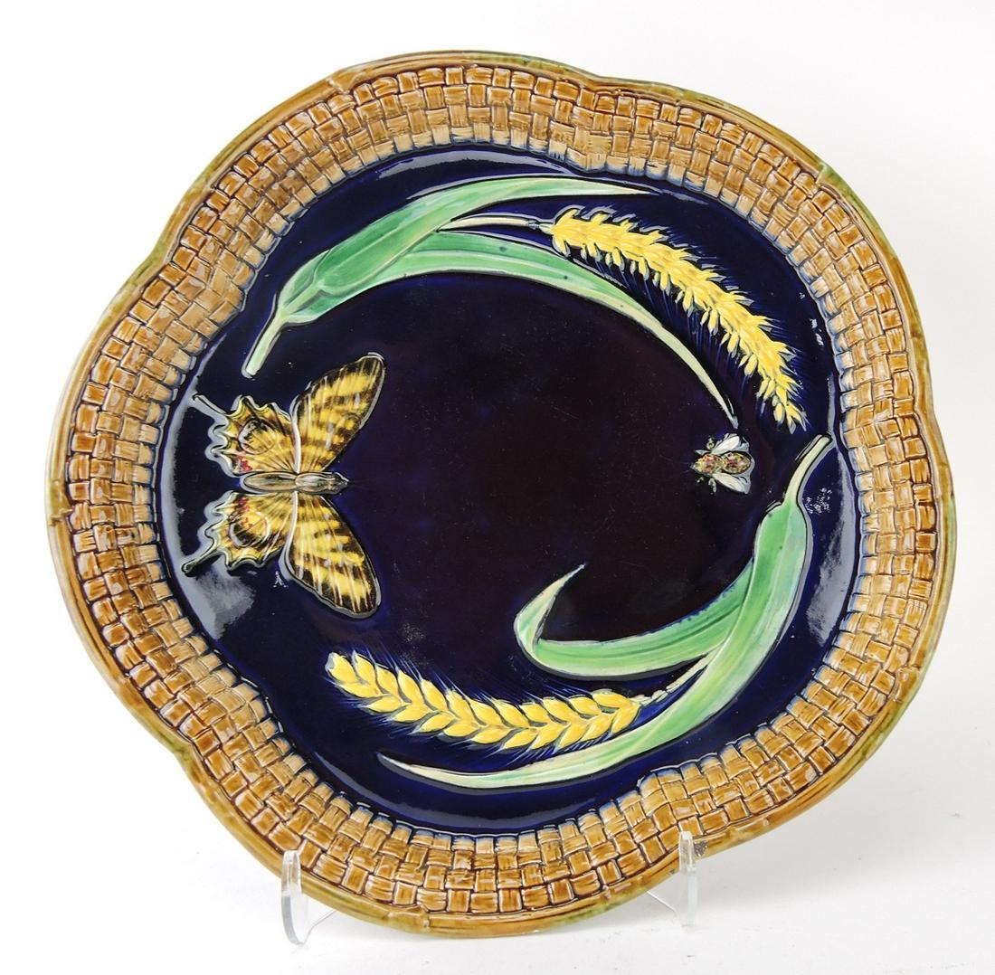 George Jones majolica cobalt tray with (1 of 1)