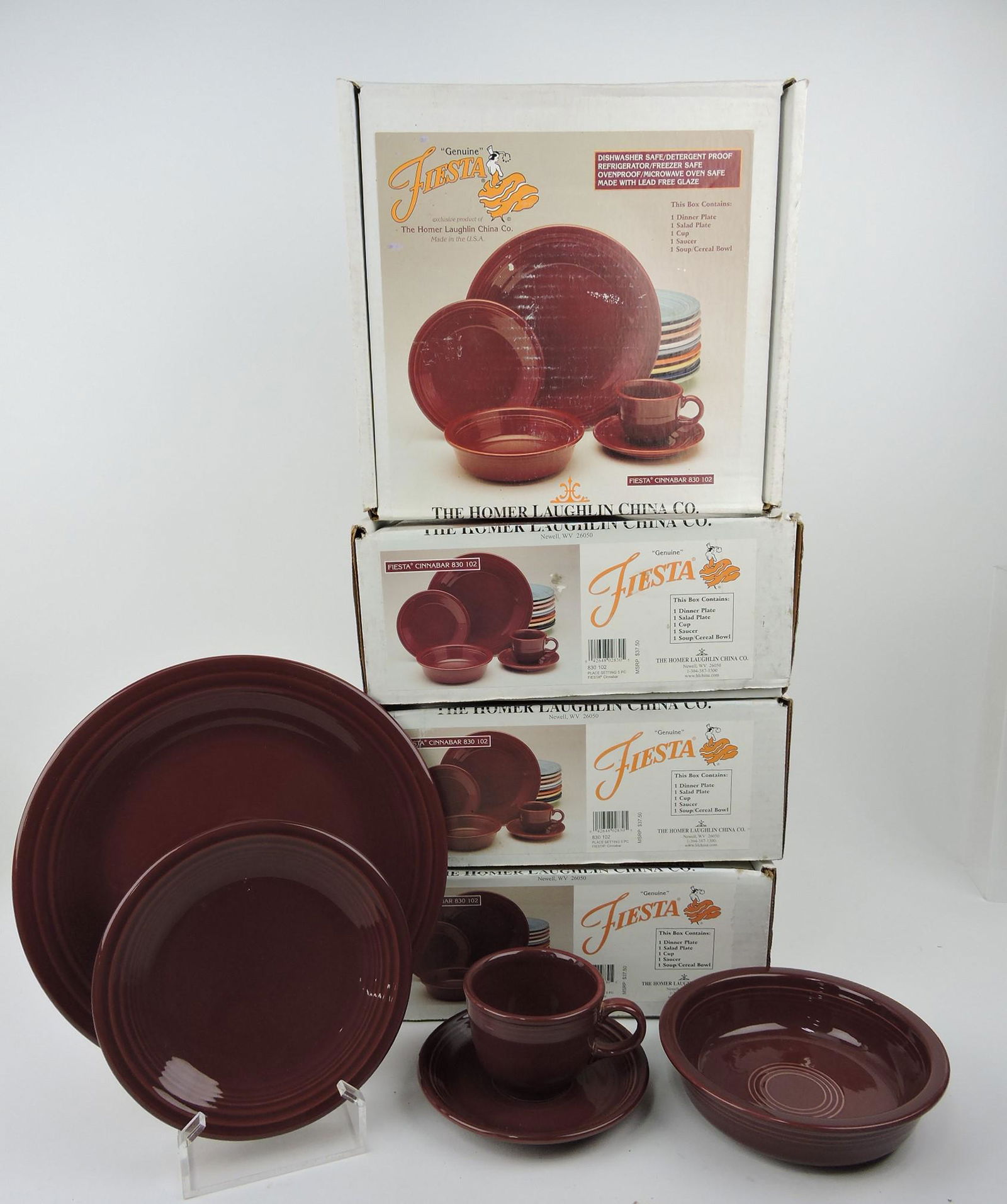 Fiesta Post 86 lot of 4 cinnabar 5 piece (1 of 1)