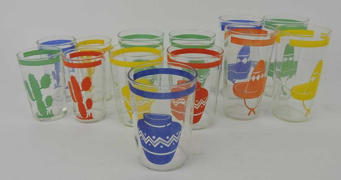 Fiesta glass go along Mexicana lot of: 13 tumblers
