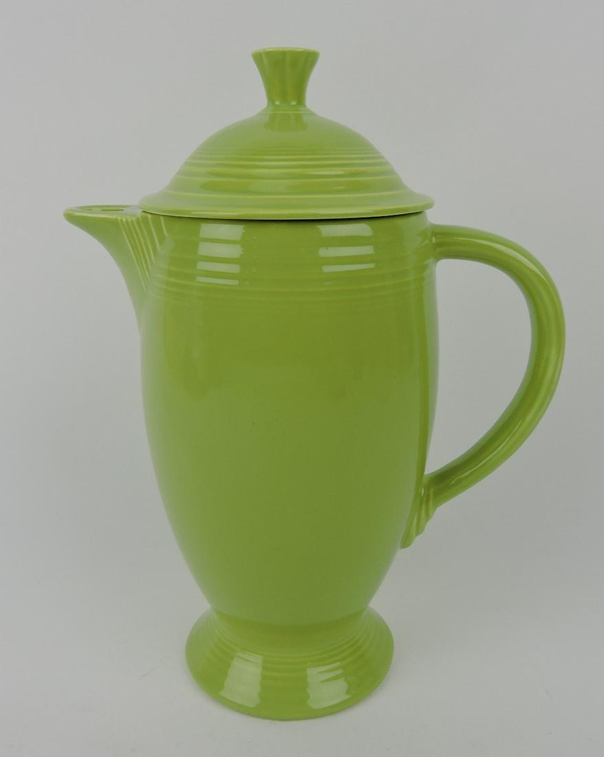 Fiesta coffee pot, chartreuse, minor nick to finial (1 of 1)