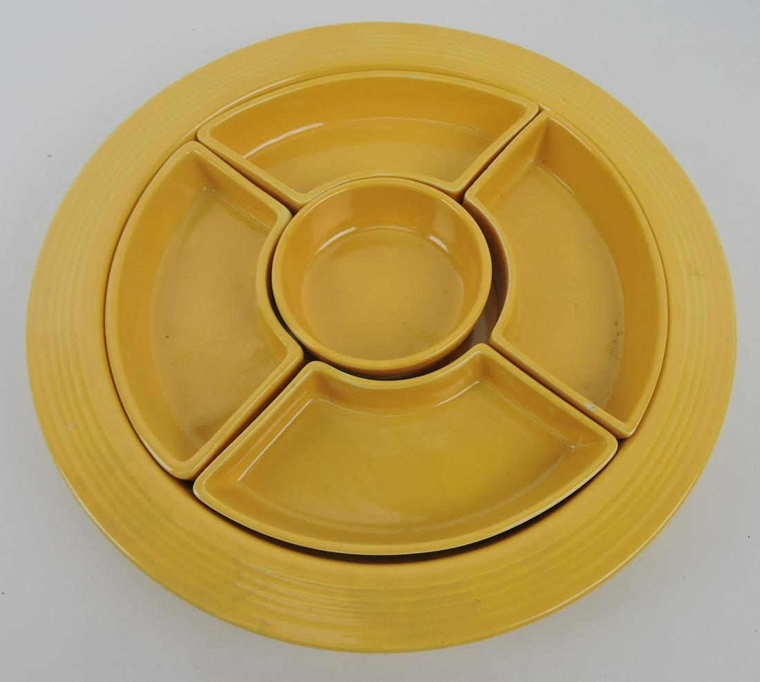 Fiesta relish tray, yellow, nick to one (1 of 1)