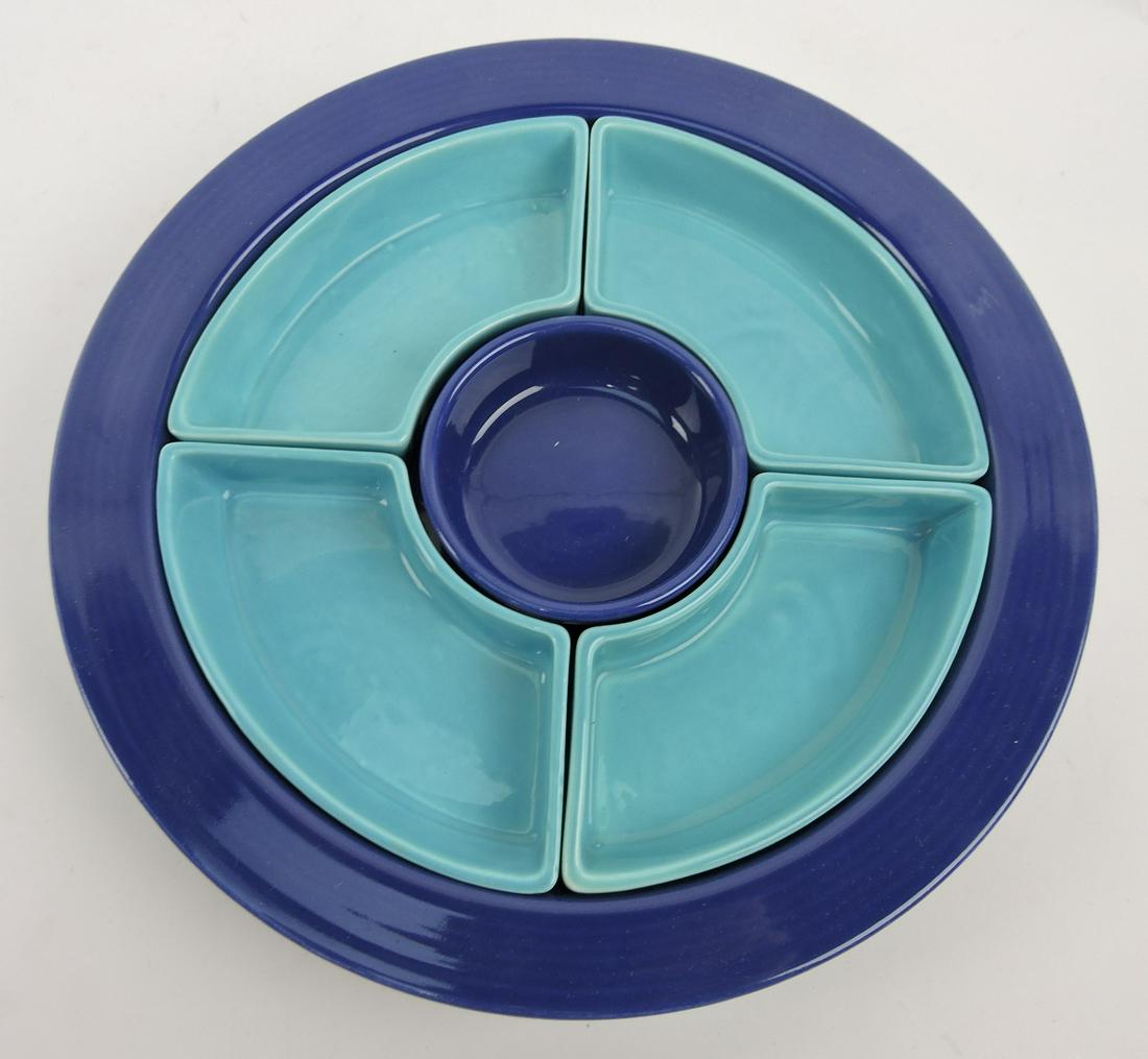 Fiesta relish tray, cobalt tray and center, (1 of 1)