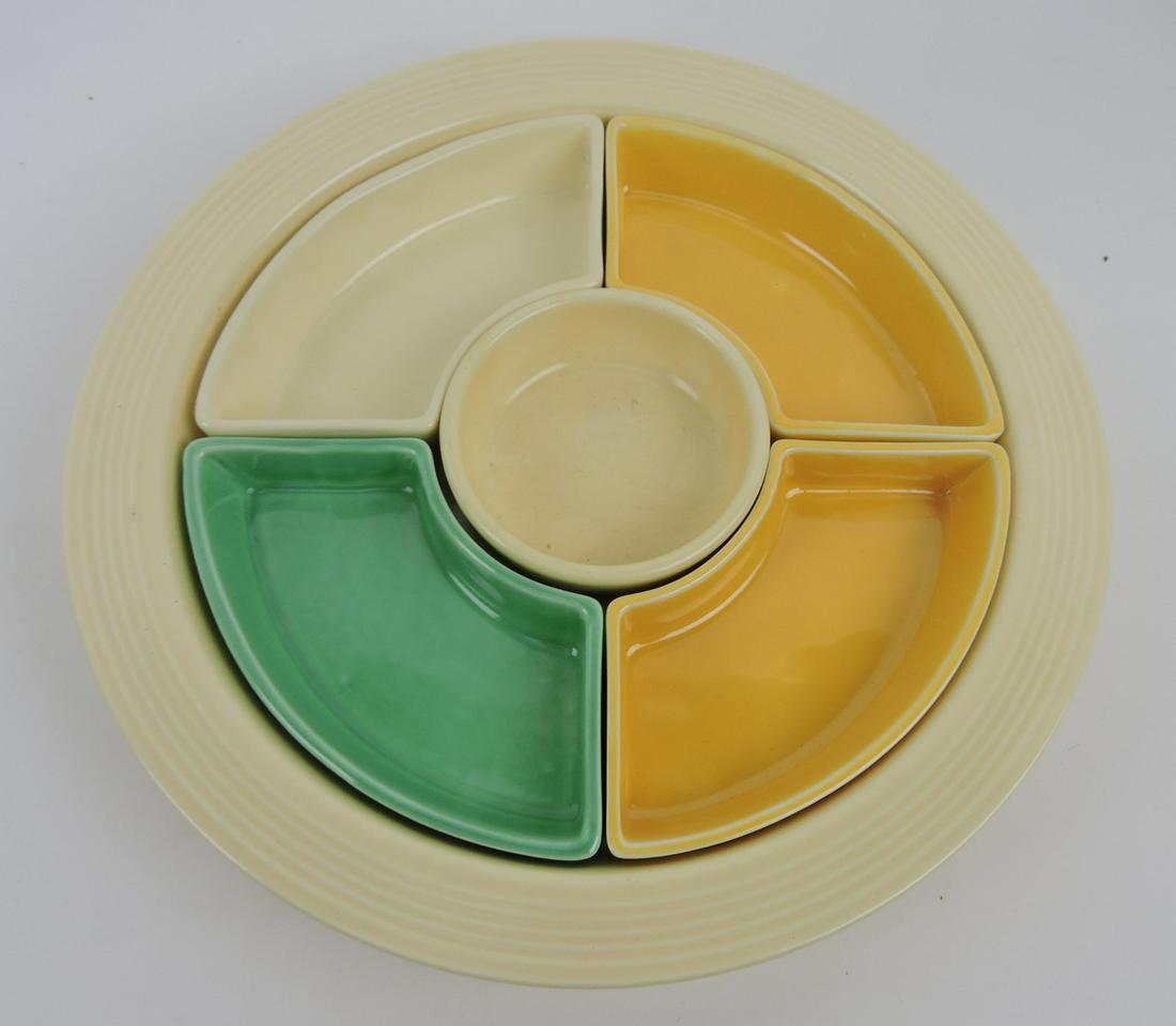 Fiesta relish tray, ivory tray, mixed inserts (1 of 1)