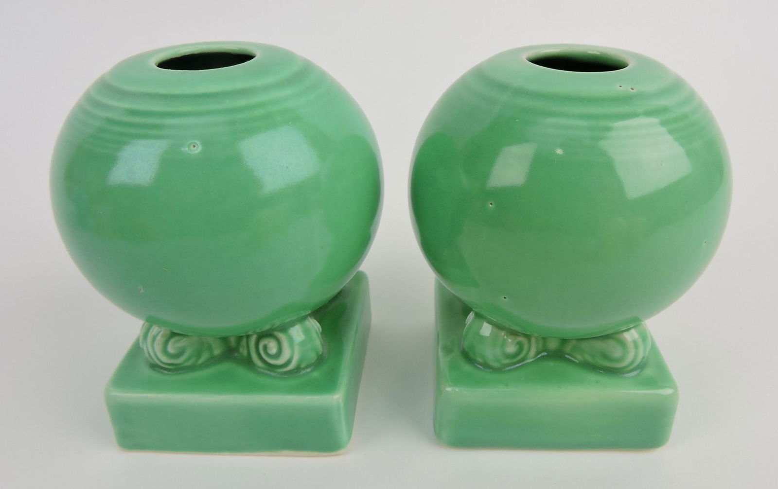 Fiesta pair of bulb candle holders,: green