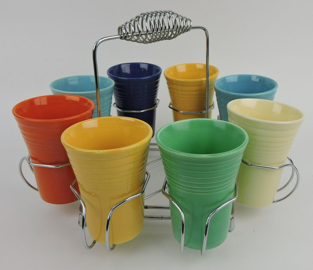 Fiesta water tumbler lot of 8 with chrome: carrier