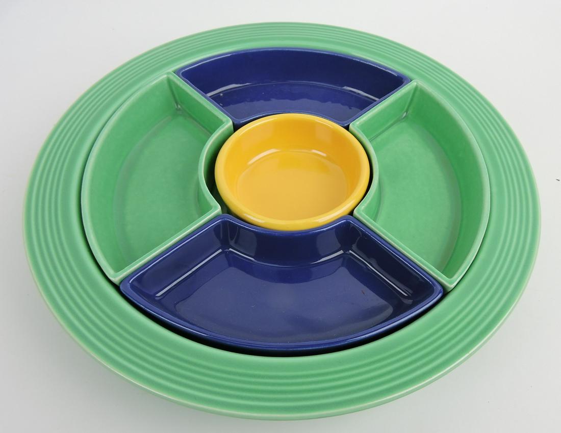 Fiesta relish tray, green tray and 2 sides, (1 of 1)