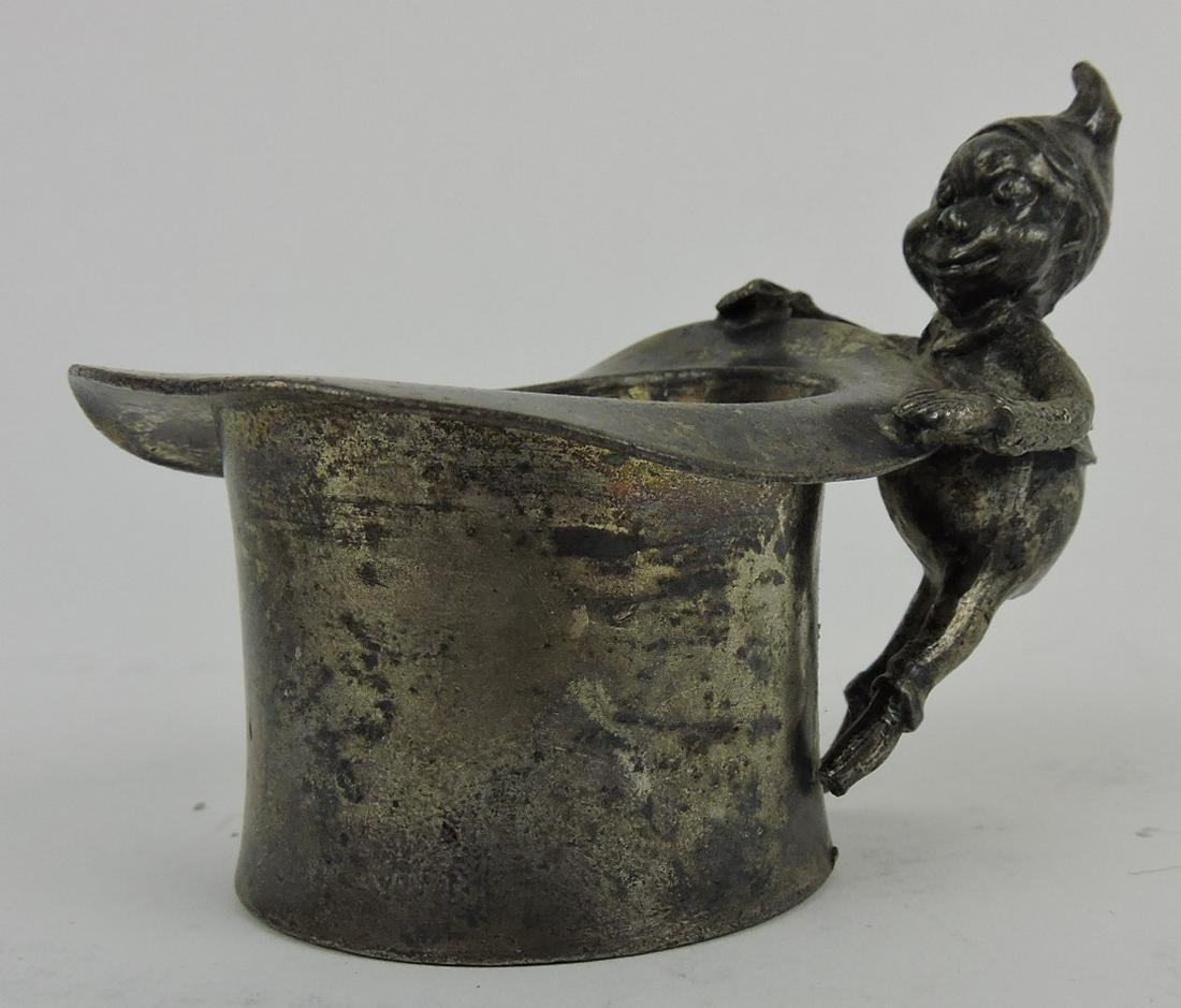 Pairpoint Palmer Cox Brownie with: top hat toothpick holder, 2 1/2"