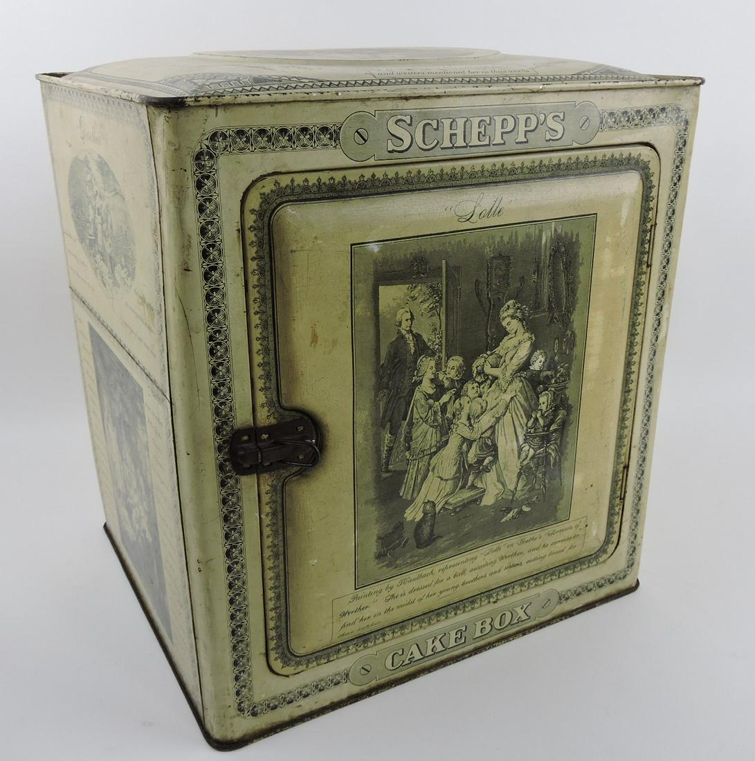 Schepp's Cake Box advertising tin, 14": .