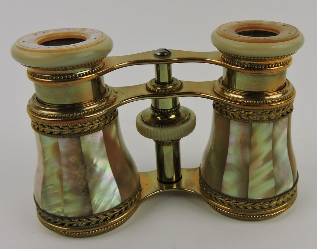 Brass and MOP pair of French opera: glasses