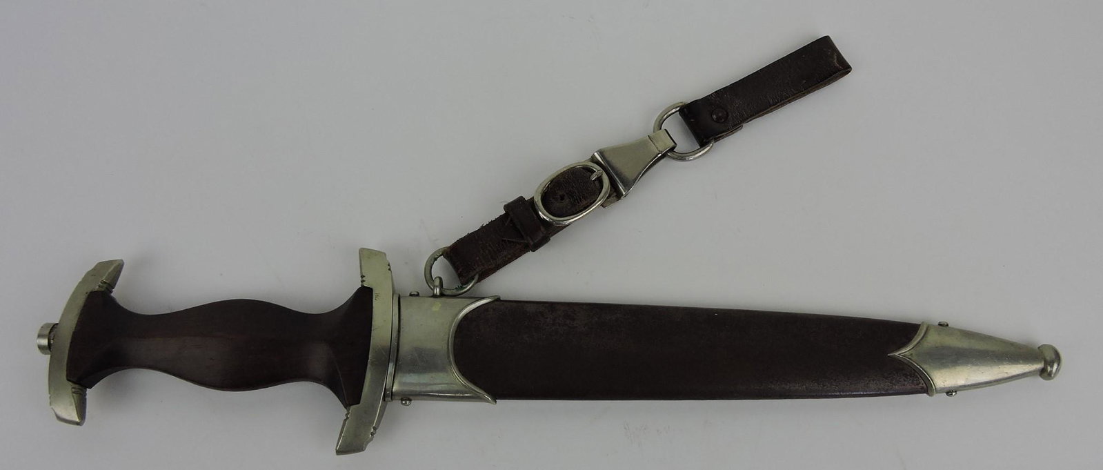 WWII German SA dress dagger with: belt loop hanger, Aug.Merten Ww. Solingen - GR, blade engraved "Ales fur Deutchland", 13 3/4", hanger marked RZ M5/74