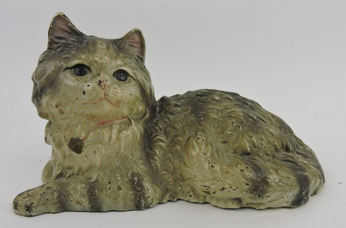 Hubley cast iron cat door stop,: 10 1/2"l