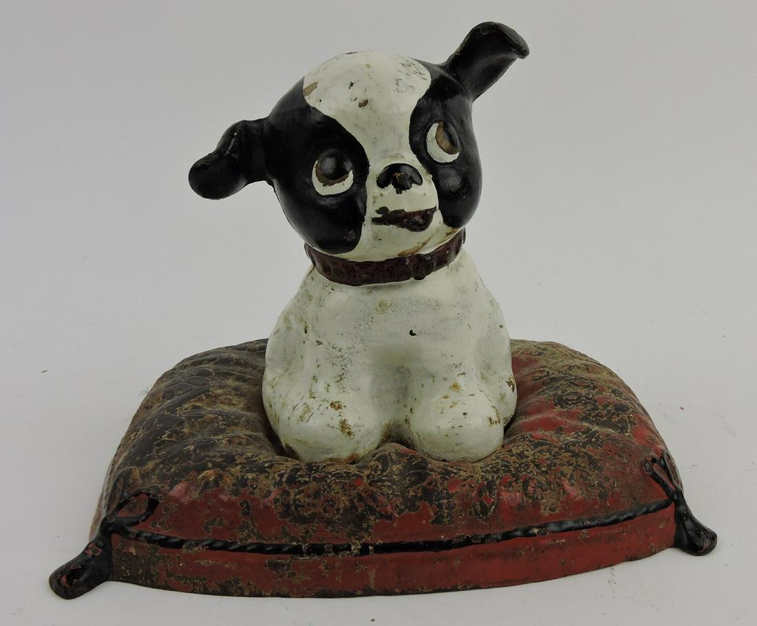 Cast iron puppy on cushion door: stop, 6"