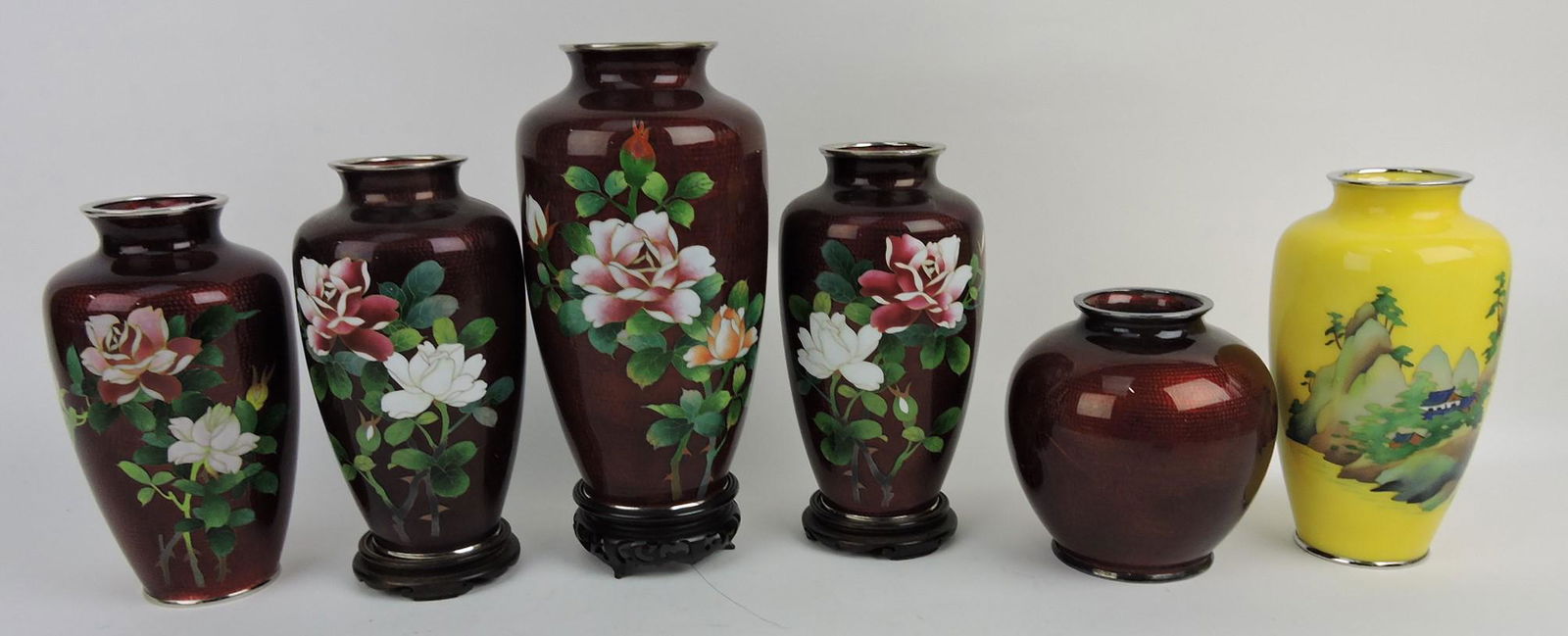 Japanese lot of 6 cloisonne vases (1 of 1)