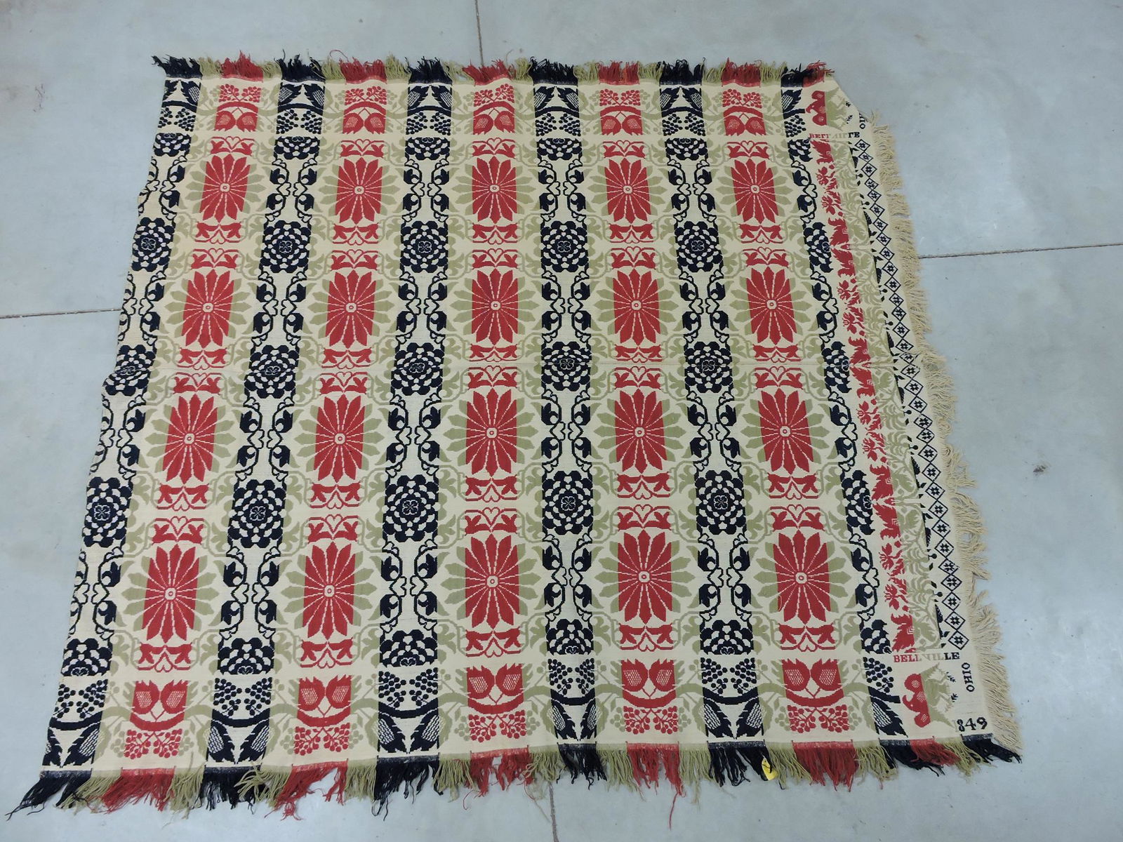 Woven two piece three color coverlet, (1 of 2)