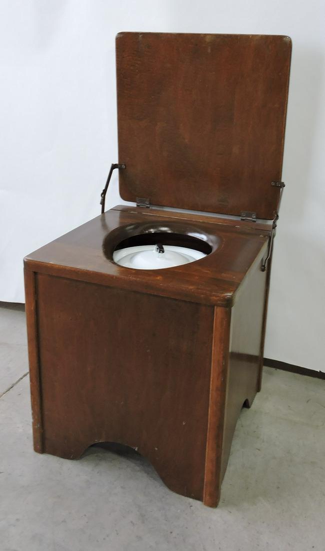 Commode with granite chamber pot: .