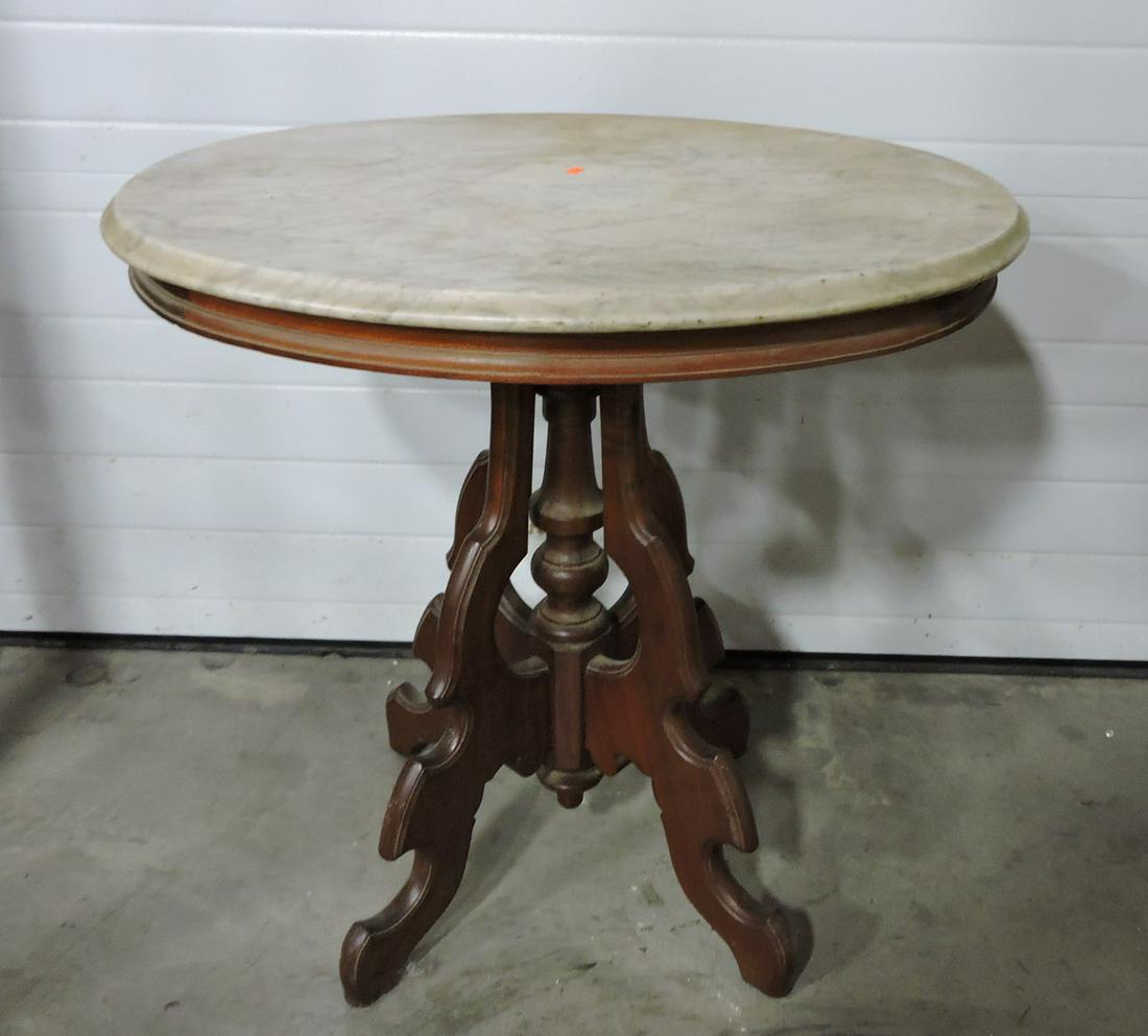 Oval Victorian walnut marble top parlor (1 of 1)