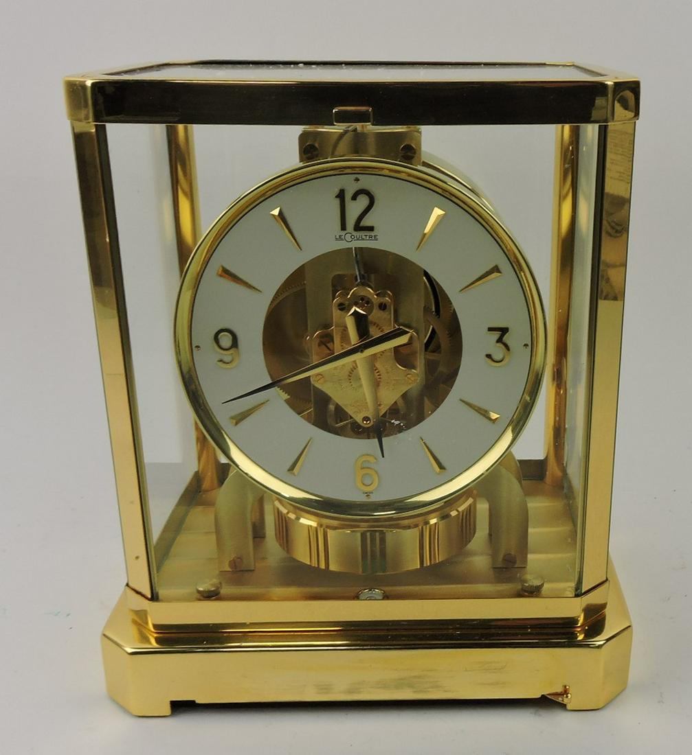 Le Coultre brass and glass clock, 9" (1 of 2)