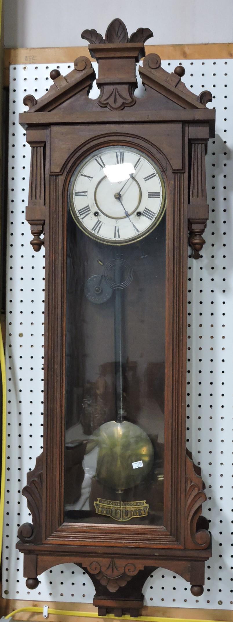 Ansonia walnut wall regulator clock, (1 of 1)