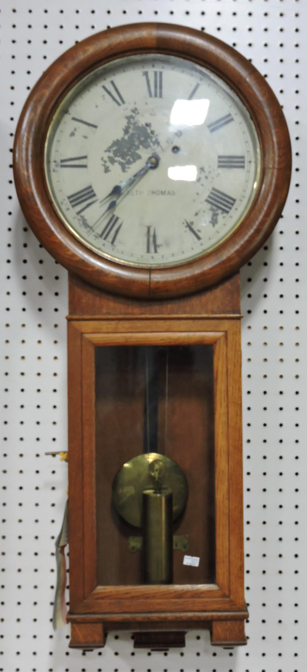 Seth Thomas oak wall regulator (1 of 1)